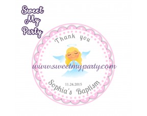 Girl Baptism stickers,Girl Christening thank you tags,(2)